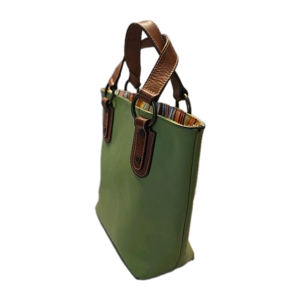 Maurizio Taiuti ITALY Satchel Tote Lime Green Pebbled Leather Small Handbag - Picture 5 of 16